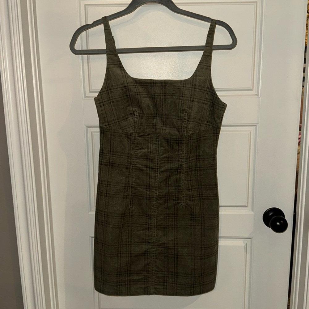 Le Lis Olive Plaid Corduroy Mini Dress